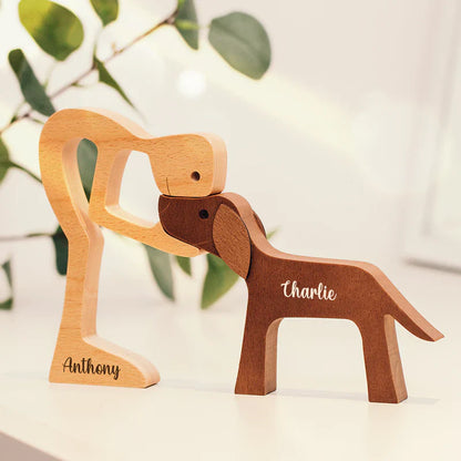 Serenosole™ WoodyPaws Personalized wooden dog-loving figure | Custom wooden figure that&